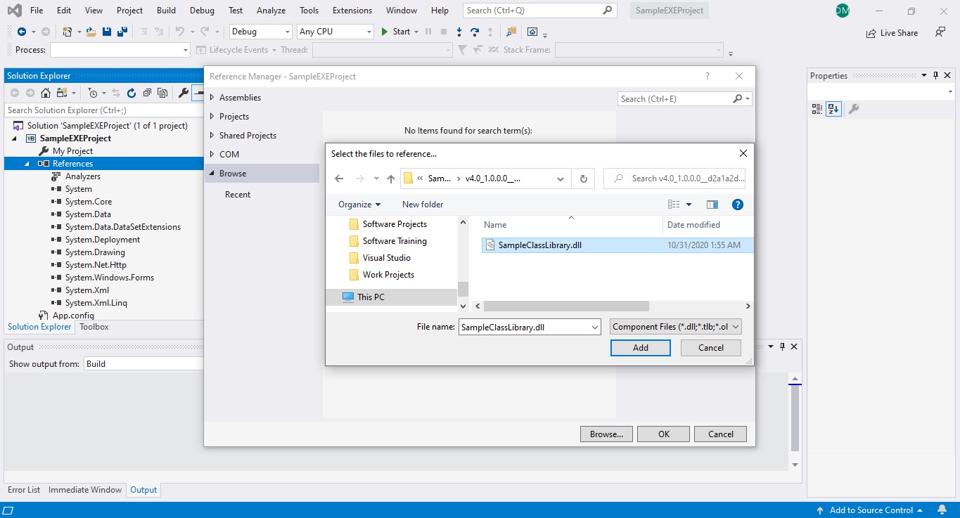 Open an EXE Project and add the DLL Reference to the EXE.