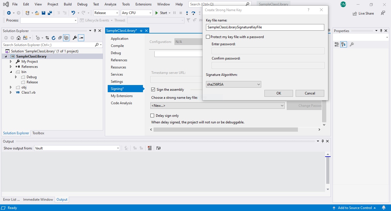 Sign the DLL in Project Properties