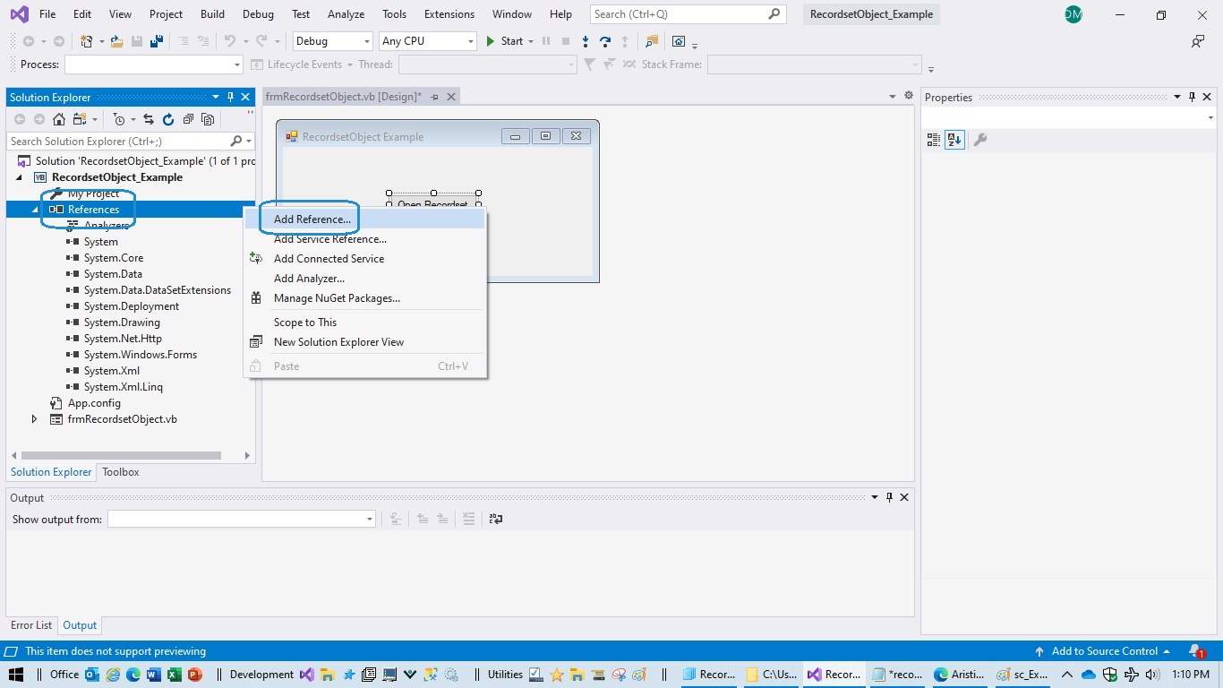 Add A Reference to the Most Recent ActiveX Data Objects Library (ADODB)